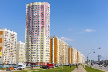 Moskova, Rusya - 21 Nisan 2019: Moskova'da yerleşim bölgesi