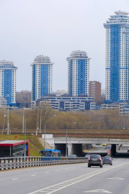 Moskova, Rusya - 21 Nisan 2019: Moskova'daki High Rise Binası görüntüsü