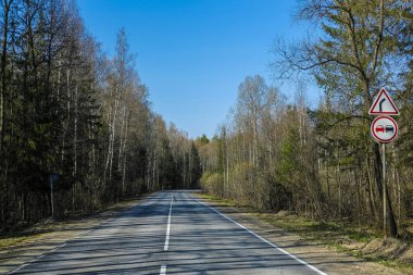 Bir ormanda ülke yol görüntüsü ile Peyzaj