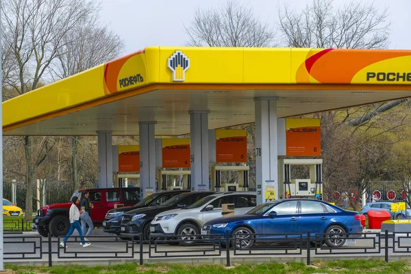 Moszkva Oroszország Április 2019 Benzinkút Rosneft Moszkvában — Stock Fotó