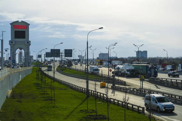 Moscou Rússia Abril 2019 Imagem Tráfego Moscow Ring Road Moscou — Fotografia de Stock