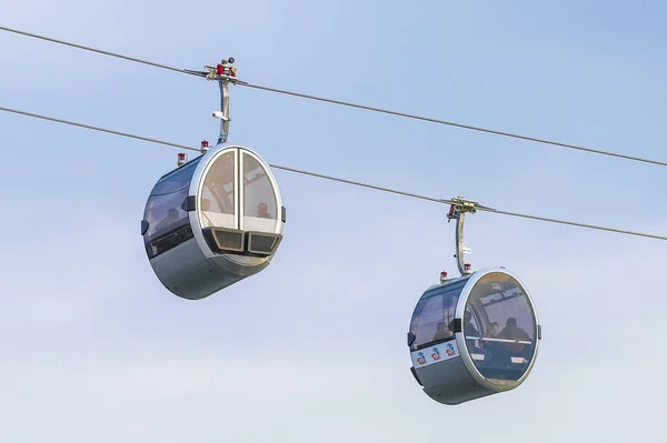 Moskau Russland April 2019 Das Bild Der Moskauer Seilbahnen Luschniki — Stockfoto