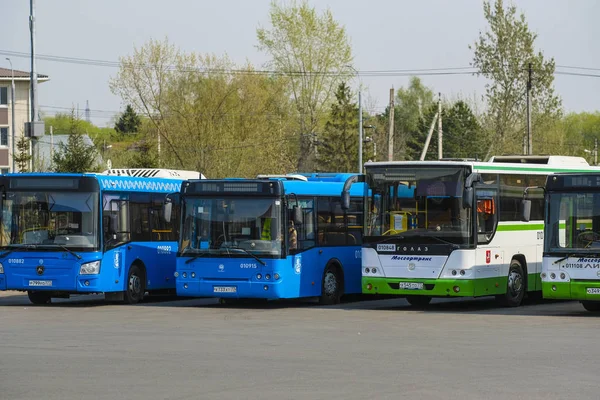 Mosca Russia Aprile 2019 Immagine Del Parcheggio Degli Autobus — Foto Stock