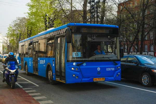 Moskau Russland April 2019 Bild Des Regulären Busses Auf Der — Stockfoto