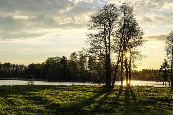 Krajina Obrazem Západu Slunce Nad Jezerem Valdai — Stock fotografie