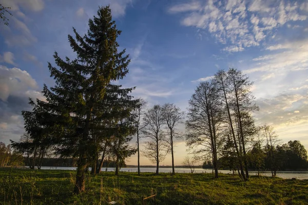 Krajina Obrazem Západu Slunce Nad Jezerem Valdai — Stock fotografie