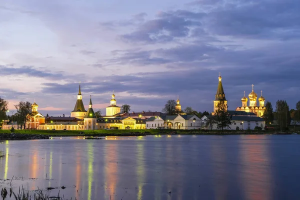 Panorama Iversky Monastery Valdai Russia Sunset — Stock Photo, Image