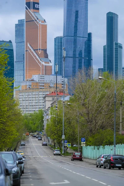 Moskva Rusko Květen 2019 Panoráma Obrazem Mrakodrapů Moskevského Města — Stock fotografie