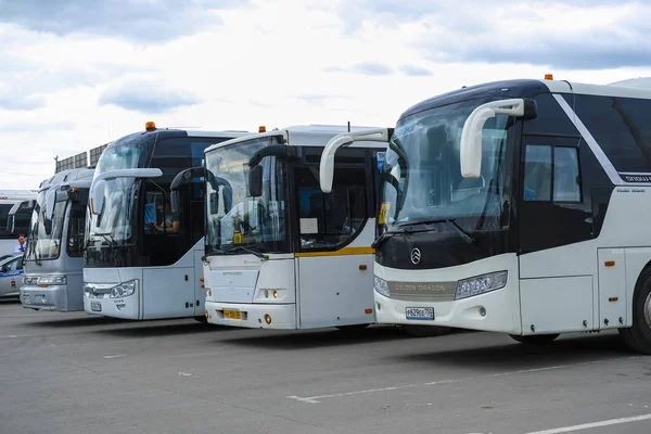 Moscou Rússia Maio 2019 Imagem Estacionamento Ônibus Moscou — Fotografia de Stock