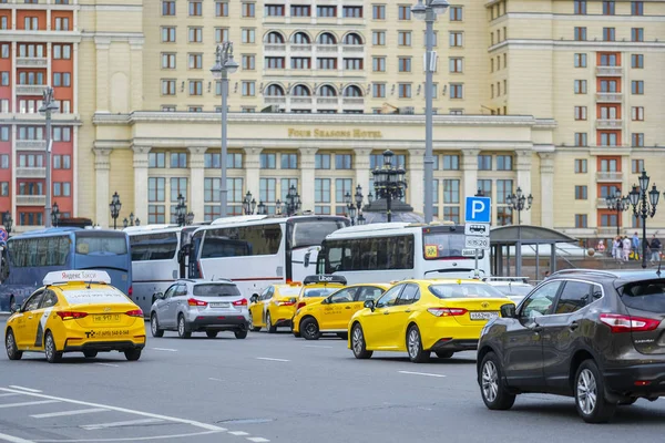 Μόσχα Ρωσία Μάιος 2019 Ταξί Στο Κέντρο Της Μόσχας Ρωσία — Φωτογραφία Αρχείου