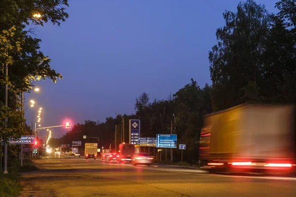 Moscow Region Russia May 2019 Night Traffic Highway Moscow Region — Stock Photo, Image