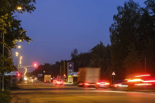 Moscow Region Russia May 2019 Night Traffic Highway Moscow Region — Stock Photo, Image