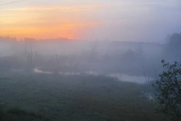 Paysage Avec Image Brouillard Sur Lac Seliger Russie — Photo