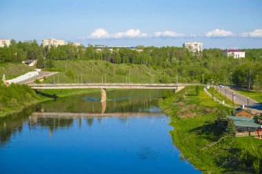 Rusya'da Rzhev şehrinde Volga Nehri görünümü
