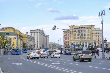 Moskova, Rusya - 4 Mayıs 2019: Moskova trafiği 