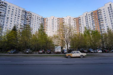 Moskova, Rusya - 5 Mayıs 2019: Moskova'daki Yerleşim Bölgesi görüntüsü
