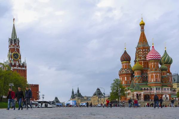 Moscou Rússia Maio 2019 Imagem Cityscape Com Catedral Basílio Moscou — Fotografia de Stock