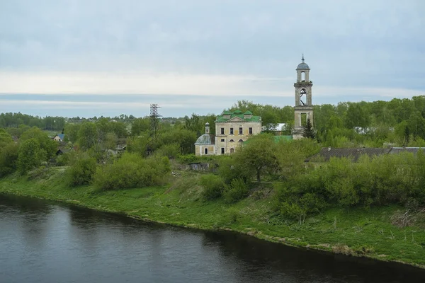 Bild Der Alten Russischen Stadt Stariza Ufer Der Wolga — Stockfoto