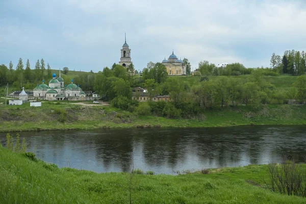 Bild Den Gamla Ryska Staden Staritsa Volga Floden — Stockfoto