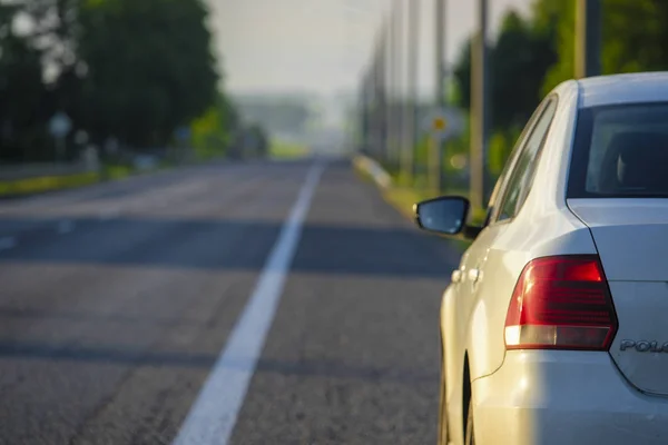 Image Car Standing Side Country Highway — Stock Photo, Image