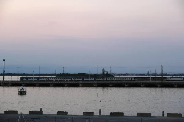 Panorama Venice Harbour Sunset — Stock Photo, Image