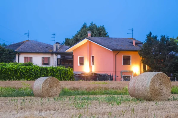 Rovigo Italia Julio 2019 Paisaje Con Imagen Pilas Heno Rovigo —  Fotos de Stock