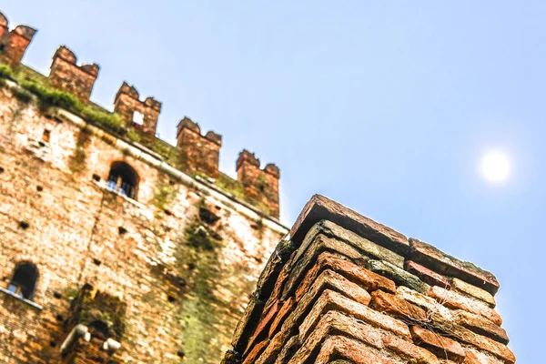 Toren Van Het Kasteel Van Verona Close — Stockfoto