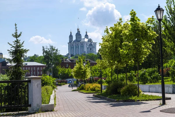 Smolensk Russland Mai 2019 Bild Der Pflasterstraße Die Zur Marienkathedrale — Stockfoto