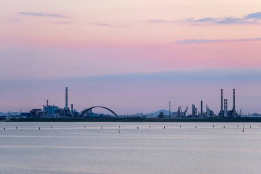 Gün batımında Venedik limanının panoraması