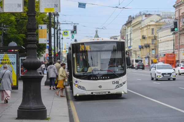 Sankt Peterburg Oroszország Augusztus 2019 Busz Egy Utcán Sankt Peterburg — Stock Fotó