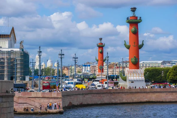Petrohrad Rusko Srpen 2019 Rostral Column Jeden Simbols Petrohradu Rusko — Stock fotografie