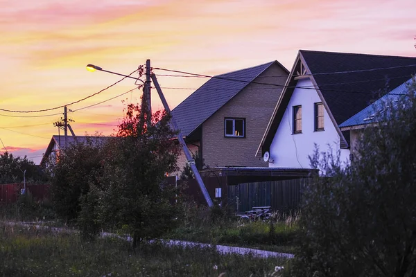 Région Moscou Russie Août 2019 Cottedge Dans Village Russe Coucher — Photo