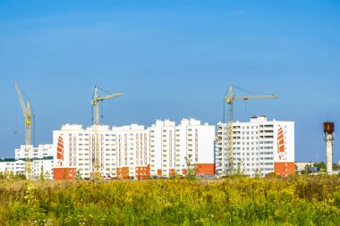 Riazan bölgesi, Rusya - 25 Ağustos 2019: Riazan bölgesinde modern bir binanın inşası, Rusya
