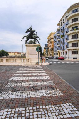 Verona, İtalya - 7 Temmuz 2019: Verona, İtalya'da zebra kavşağı