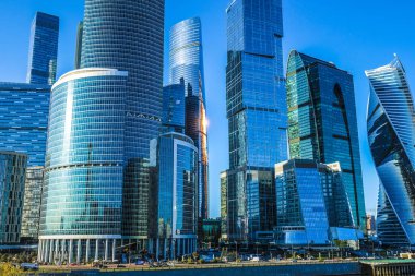 Moskova, Rusya - 29 Ağustos 2019: Moskova şehrinin scyscrapes, Rusya