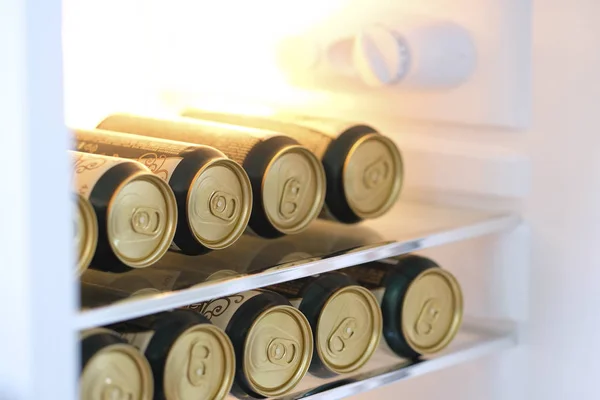 Moscow Region Russia August 2019 Beer Cans Fridge Hotel Room — Stock Photo, Image