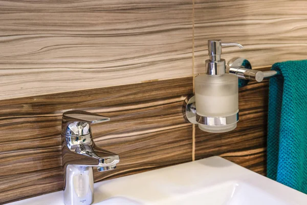 Moscow Region Russia August 2019 Image Water Tap Hotel Bathroom — Stock Photo, Image