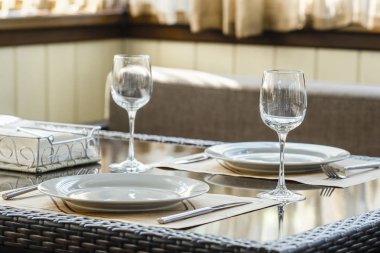 Serpuhov, Rusya - 22 Ağustos 2019: Serpuhov, Rusya'da bir otelde modern bir restoranın içi