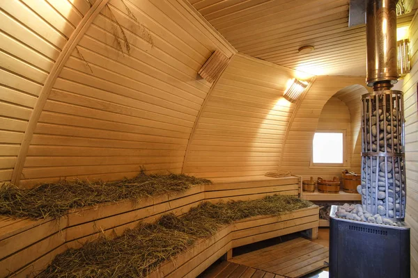 Serpuhov Rússia Agosto 2019 Interior Uma Sauna Madeira — Fotografia de Stock