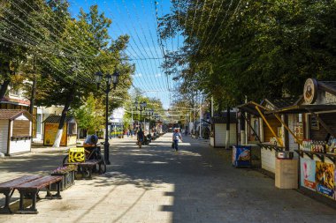 Ryazan, Rusya - 25 Ağustos 2019: Rusya 'nın Ryazan kentindeki bir caddenin görüntüsü