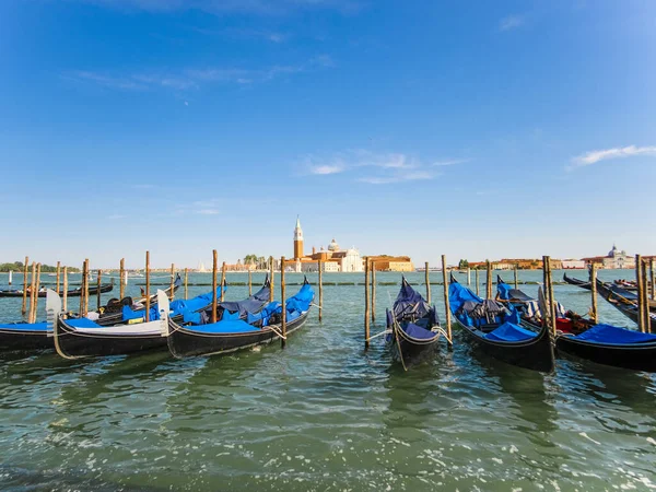 Venedig Italien Juli 2019 Bild Förtöjda Gondoler Venedig — Stockfoto