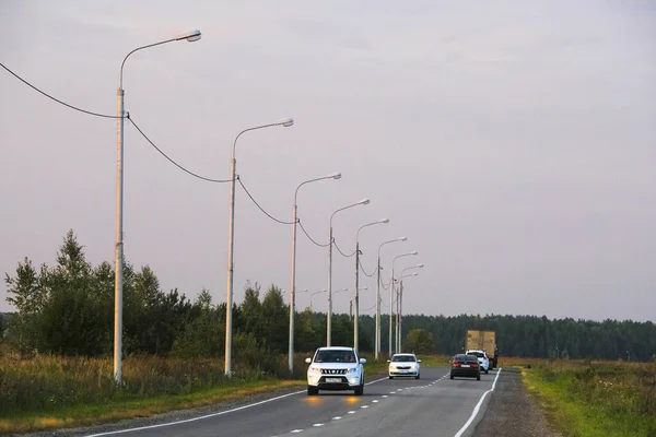 Moscow Region Russia September 2019 Image Highway Cars Country Road — Stock Photo, Image