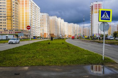 Moskova, Rusya - 23 Eylül 2019: Moskova 'da yaya geçidi görüntüsü
