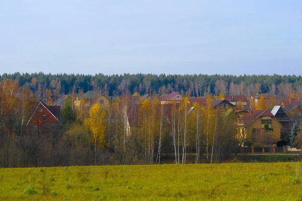 Пейзаж Изображением Осенней Русской Сельской Местности — стоковое фото