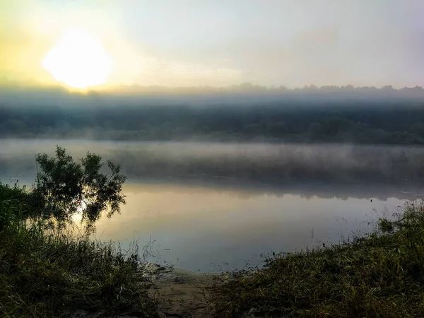 Paysage Avec Image Matin Sur Rivière — Photo