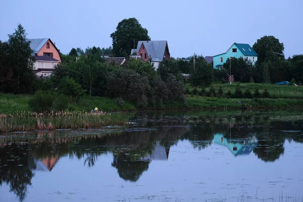 Landskap Med Bilden Morgonen Över Floden — Stockfoto