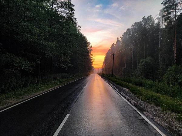 Landschap Met Het Beeld Van Een Landweg — Stockfoto