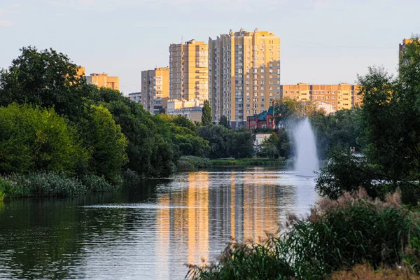 Paisagem Com Imagem Aterro Cidade Tambov Rússia — Fotografia de Stock