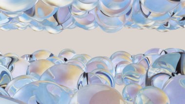 Arka planda mavi su damlaları. 3B illüstrasyon