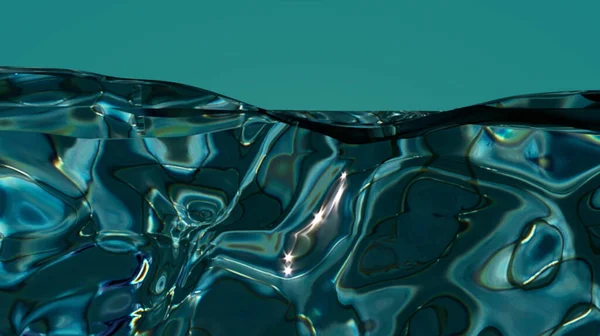 Шаблон с подводной частью и заходом солнца, разделенный ватерлинией, 3D иллюстрация — стоковое фото